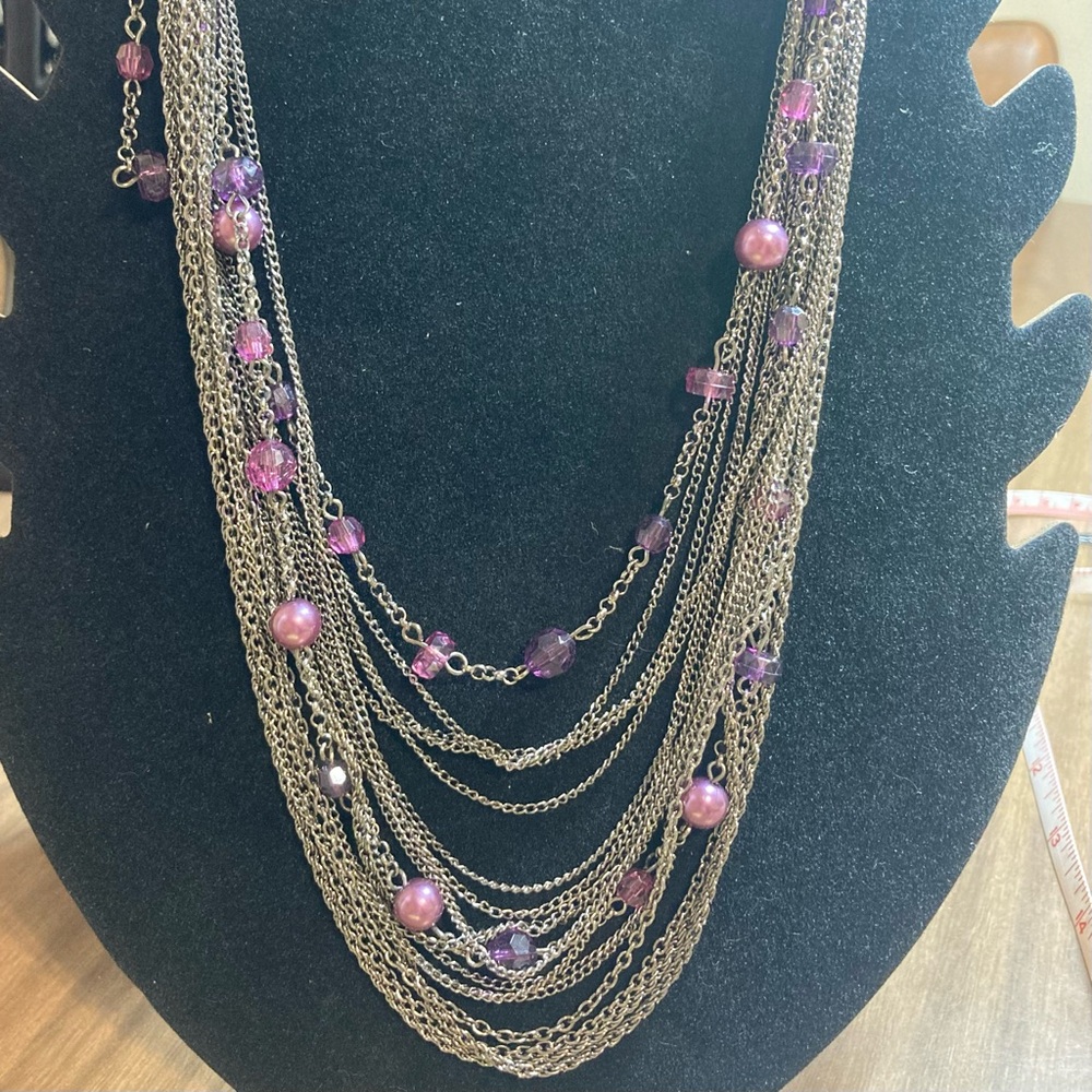 GUNMETAL LAYERED CHAIN NECKLACE